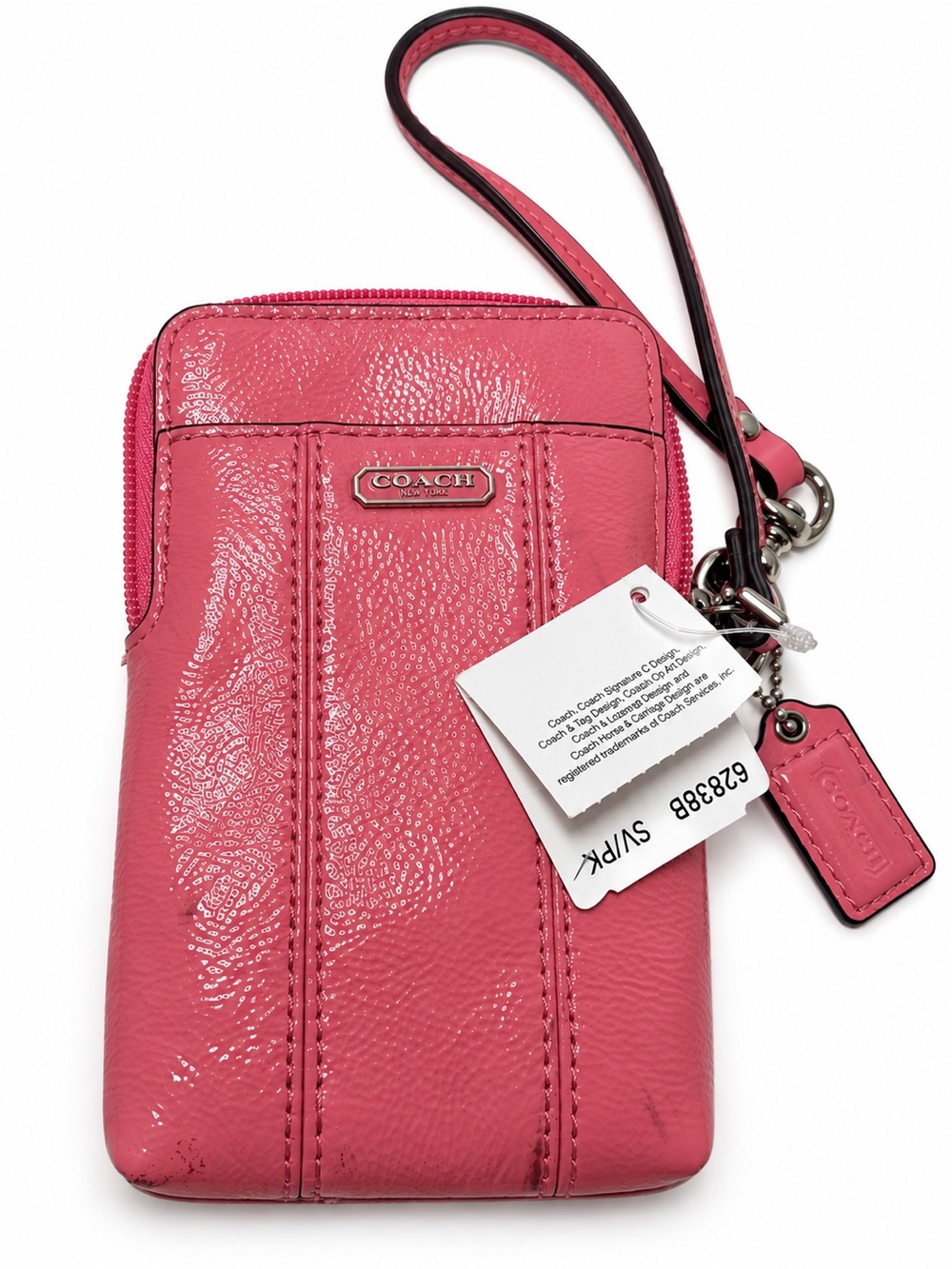 Coach Pink Patent Leather Wristlet Phone Pouch